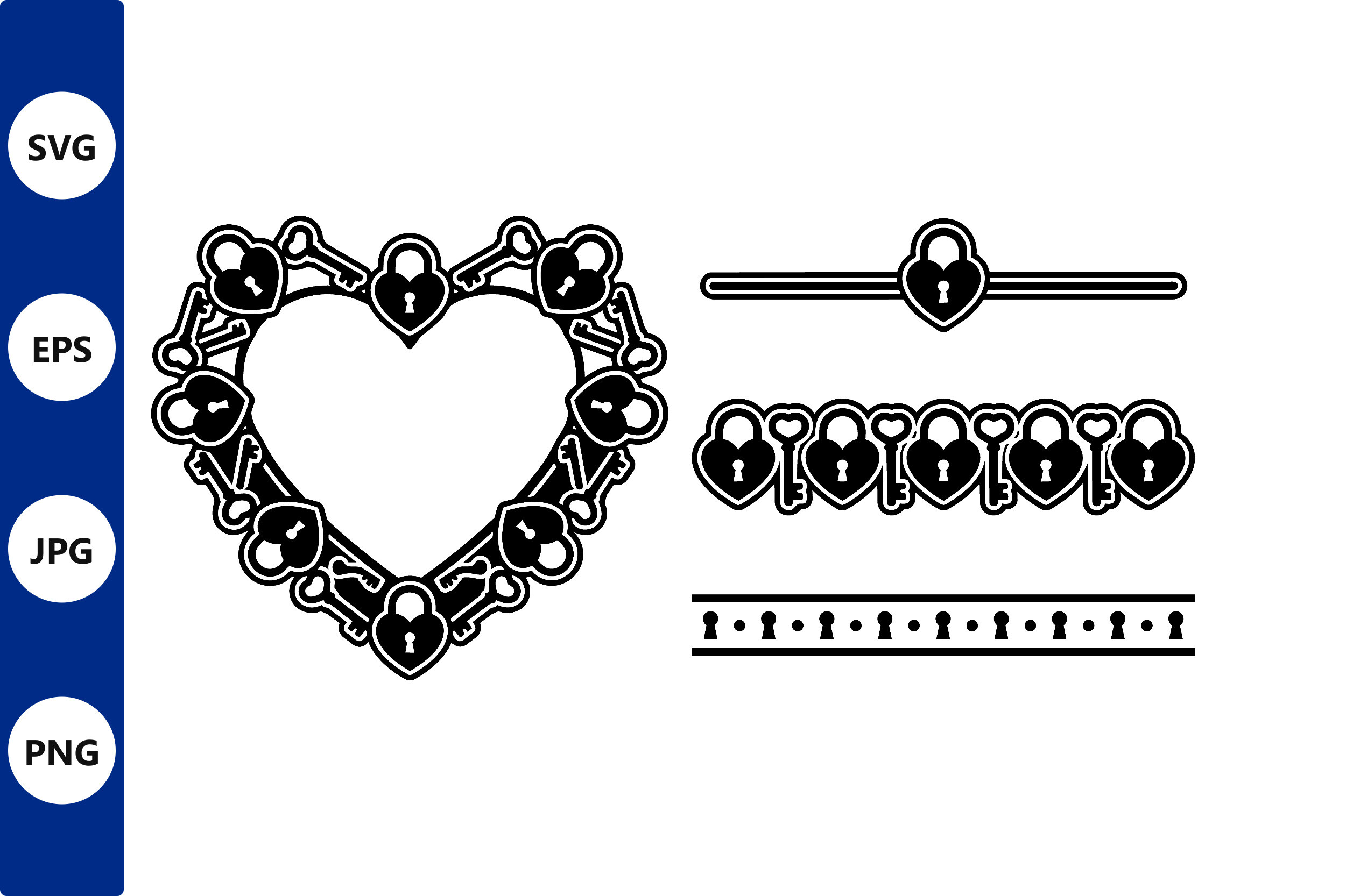 Heart Lock Key Borders