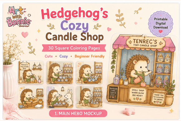Hedgehog Candle Shop Coloring Pages