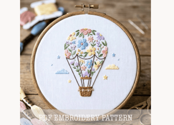 Hot Air Balloon Embroidery Pattern