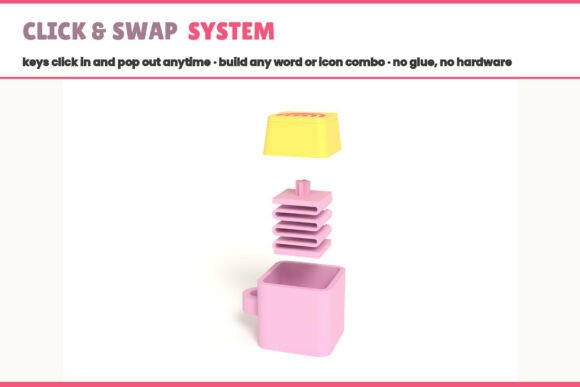Kawaii Click Keychains | 3D Print 3MF Swappable Alphabet & Icons - Image 6