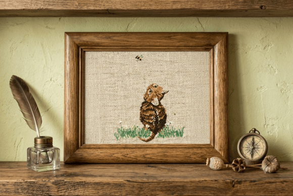 Kitten and Bee Cross Stitch Pattern