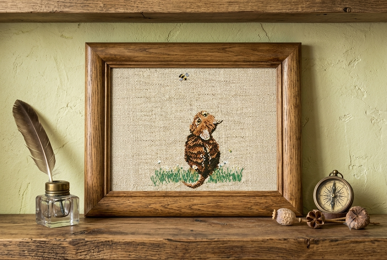 Kitten and Bee Cross Stitch Pattern