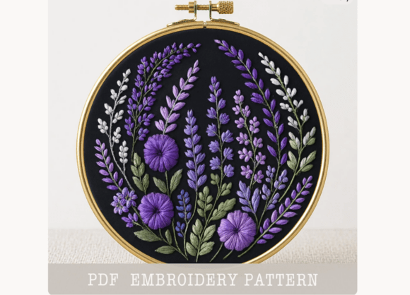 Lavender Wildflower Embroidery Pattern