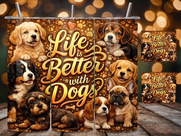 Life is Better with Dogs Tumbler Wrap