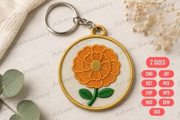Marigold Flower Keychain