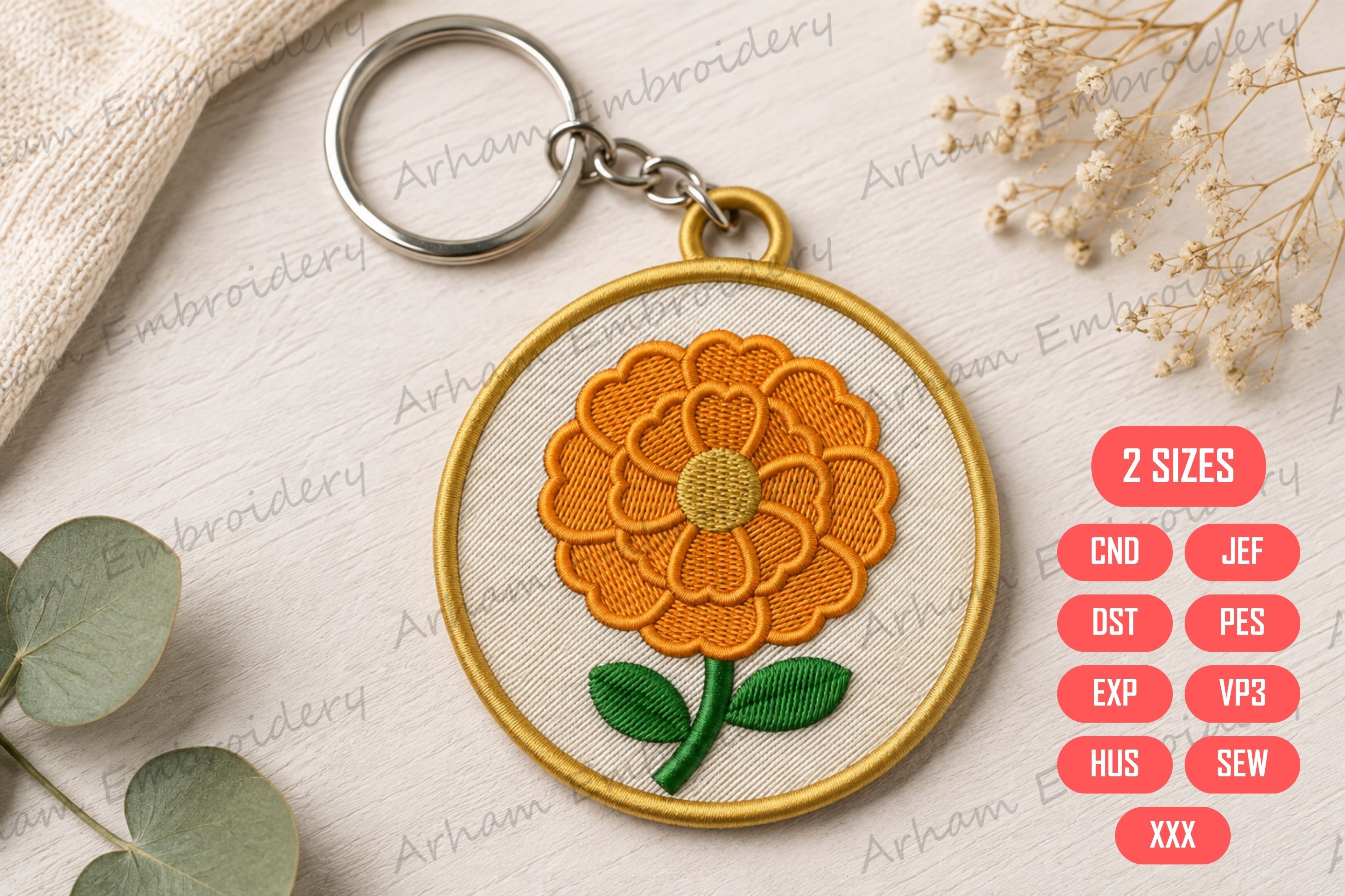 Marigold Flower Keychain