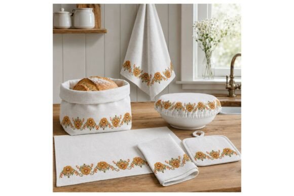 Orange Pansy Floral Border