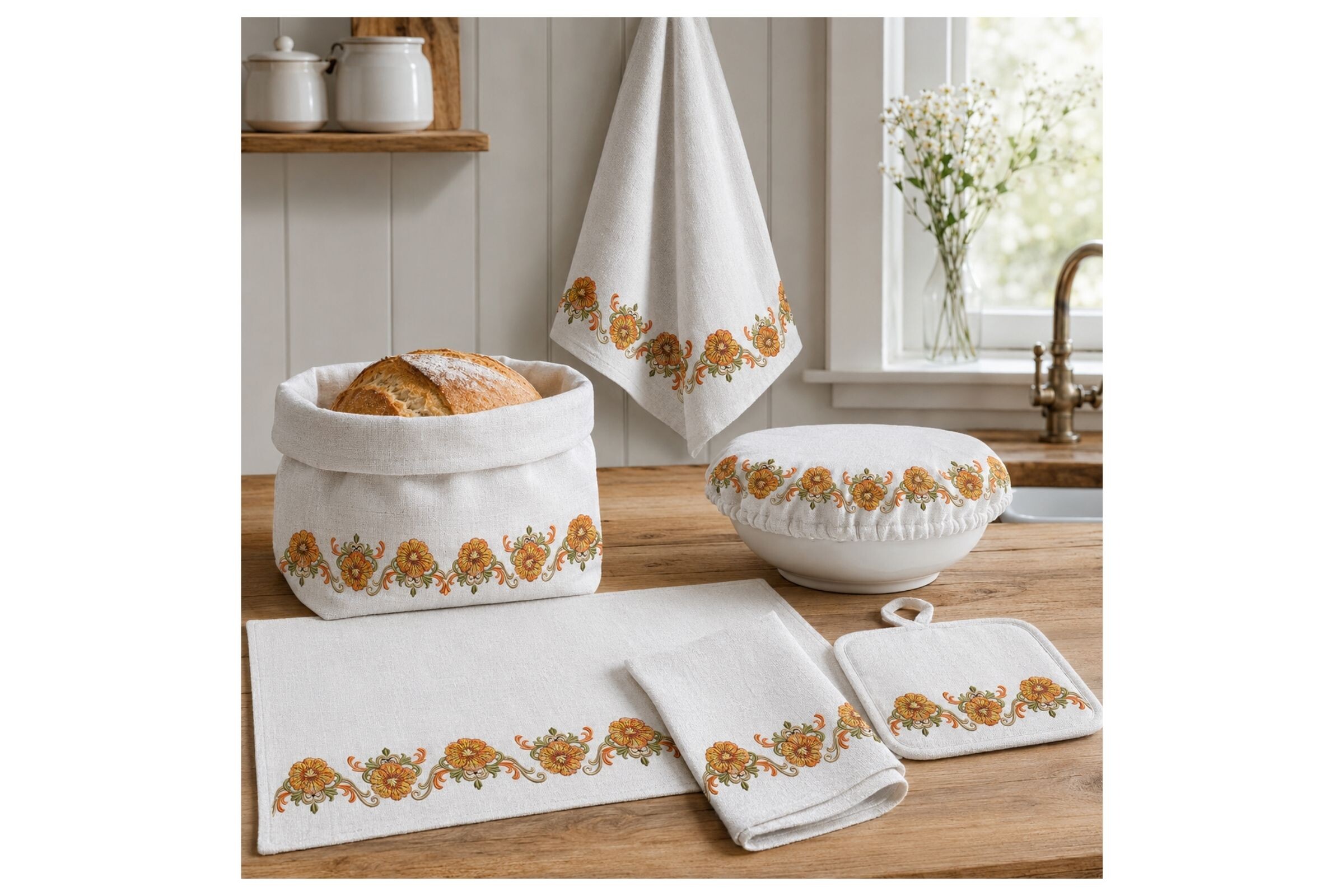 Orange Pansy Floral Border