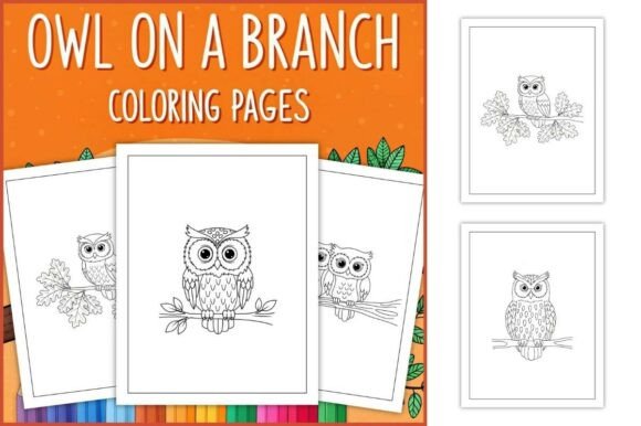 Owl on a Branch Coloring Pages for Kids
