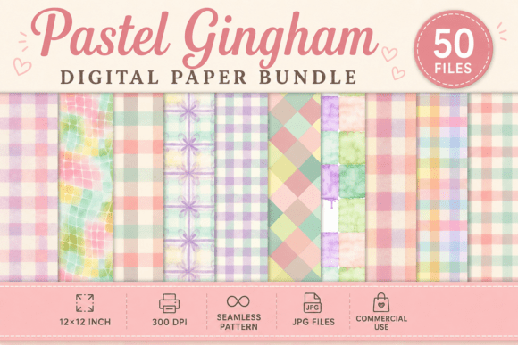 Pastel Gingham Digital Paper Bundle