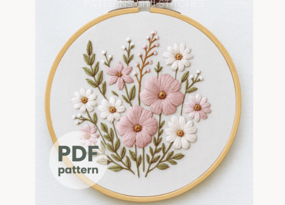 Pink Floral Embroidery Pattern