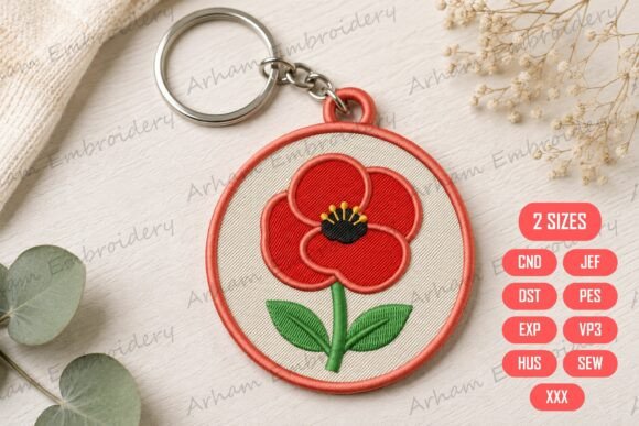 Poppy Flower Keychain