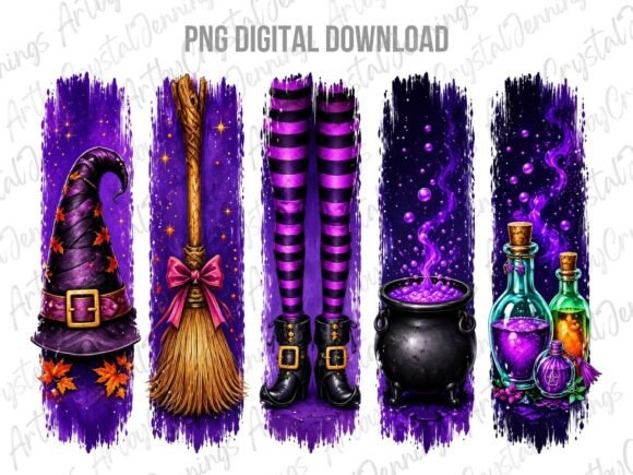 Purple Witch Halloween Brushstroke PNG