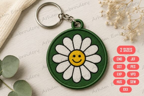 Smiley Daisy Keychain