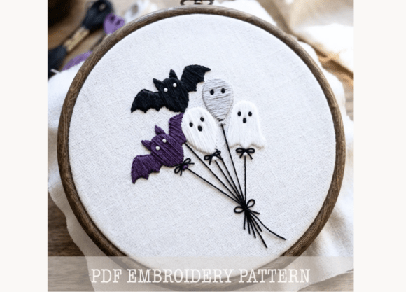 Spooky Balloons Embroidery Pattern