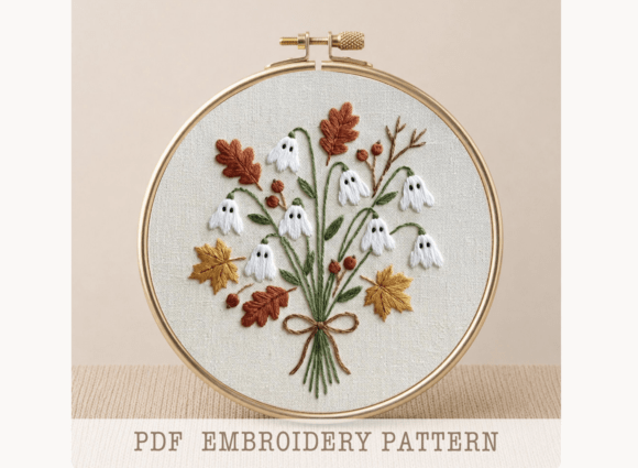 Spooky Flowers Hand Embroidery Pattern