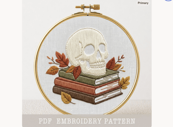 Spooky Books Embroidery Pattern