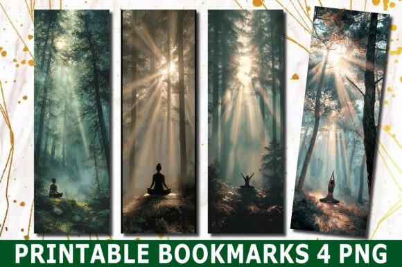 Sunbeam Forest Yoga Nature PNG Bookmark