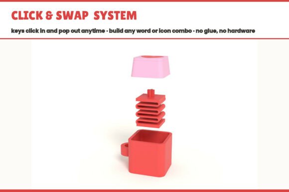 Valentine Click Keychains | Swappable 3D Print Love Note System - Image 5