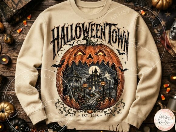 Vintage Halloween Town PNG Gothic PNG