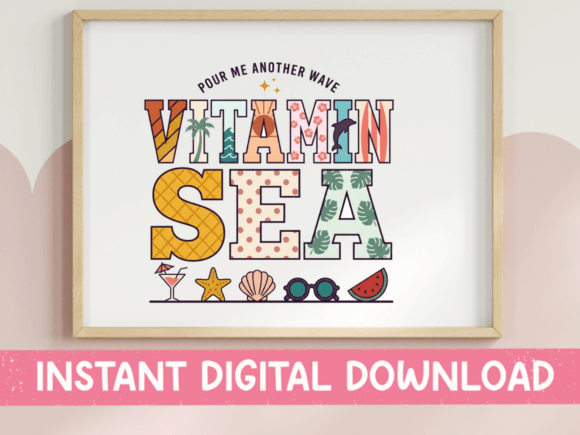 Vitamin Sea Beach Pattern Text