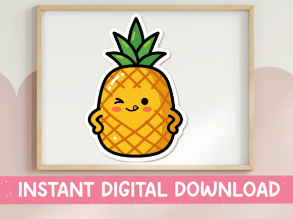 Winking Kawaii Pineapple Character