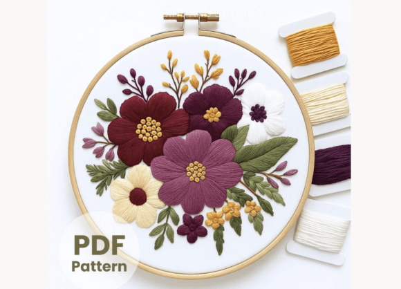Autumn Floral Hand Embroidery Pattern