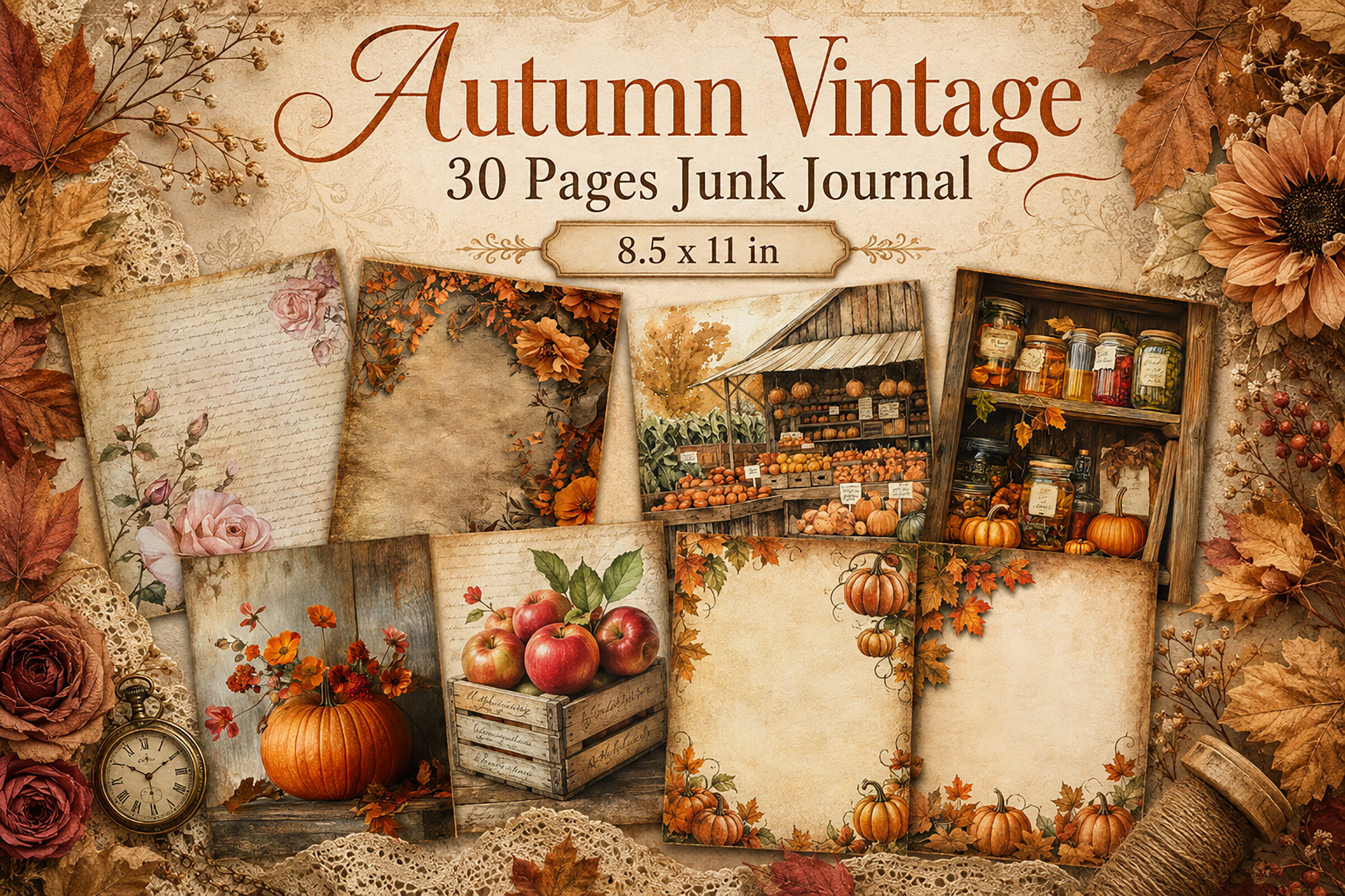 Autumn Harvest Junk Journal Papers