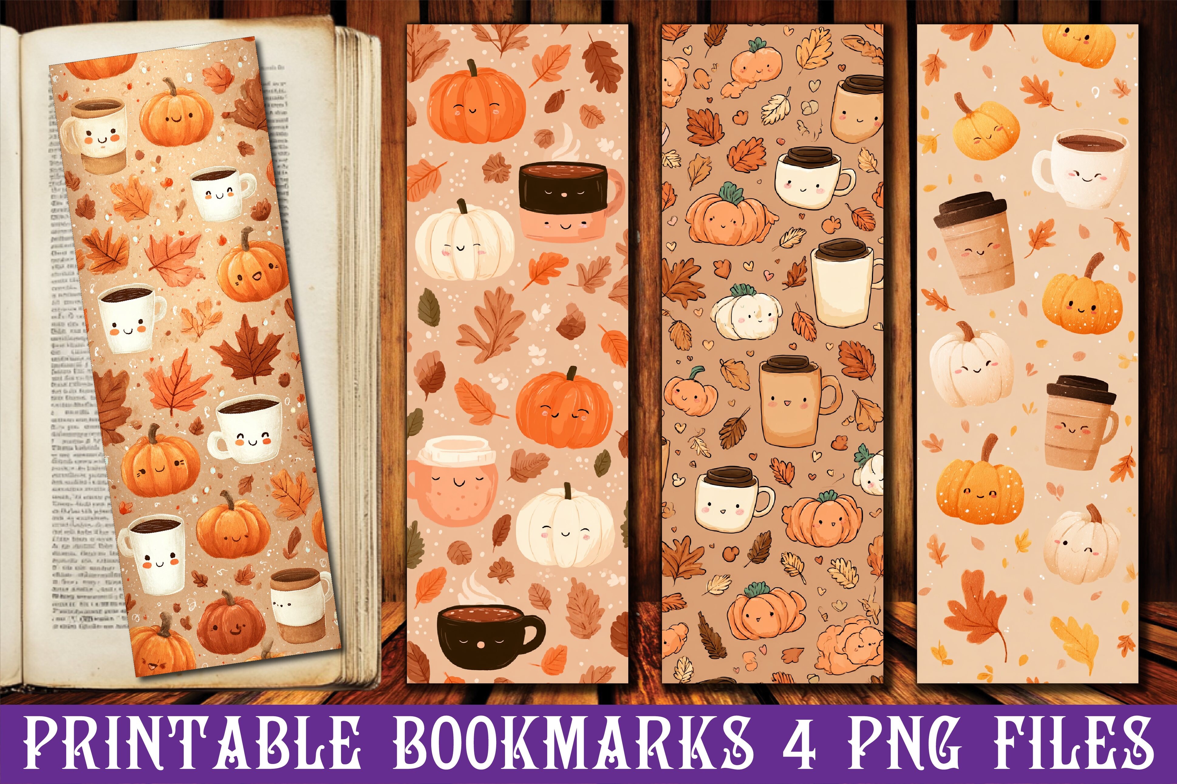 Autumn Pumpkin Coffee Printable Bookmark