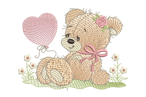 Baby Bear with Balloon Embroidery