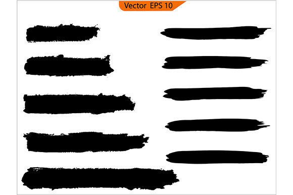 Black Ink Brush Strokes Vector Set