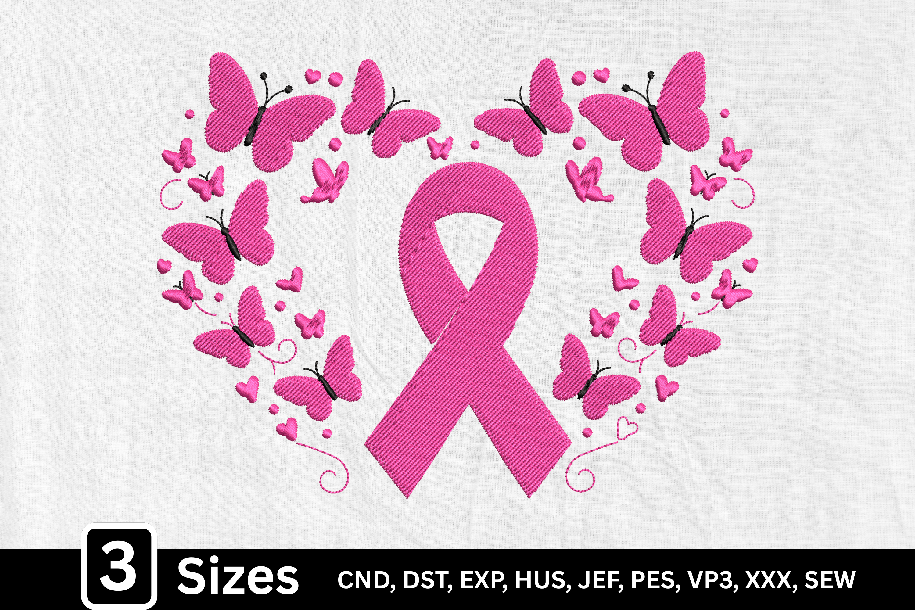Breast Cancer Butterfly Ribbon Heart
