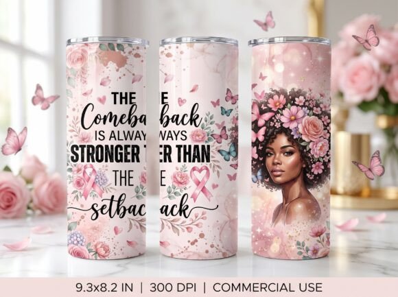 Breast Cancer Tumbler Wrap PNG Design