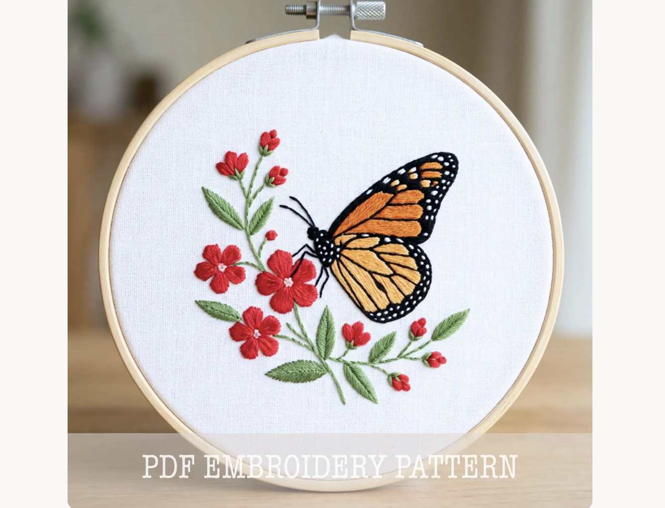 Butterfly Floral Embroidery Pattern