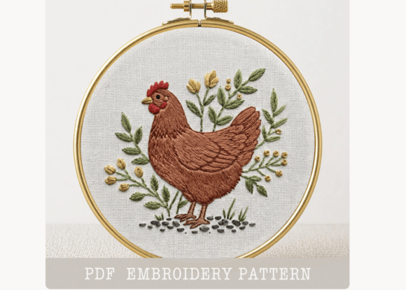 Chicken Embroidery Hoop Pattern