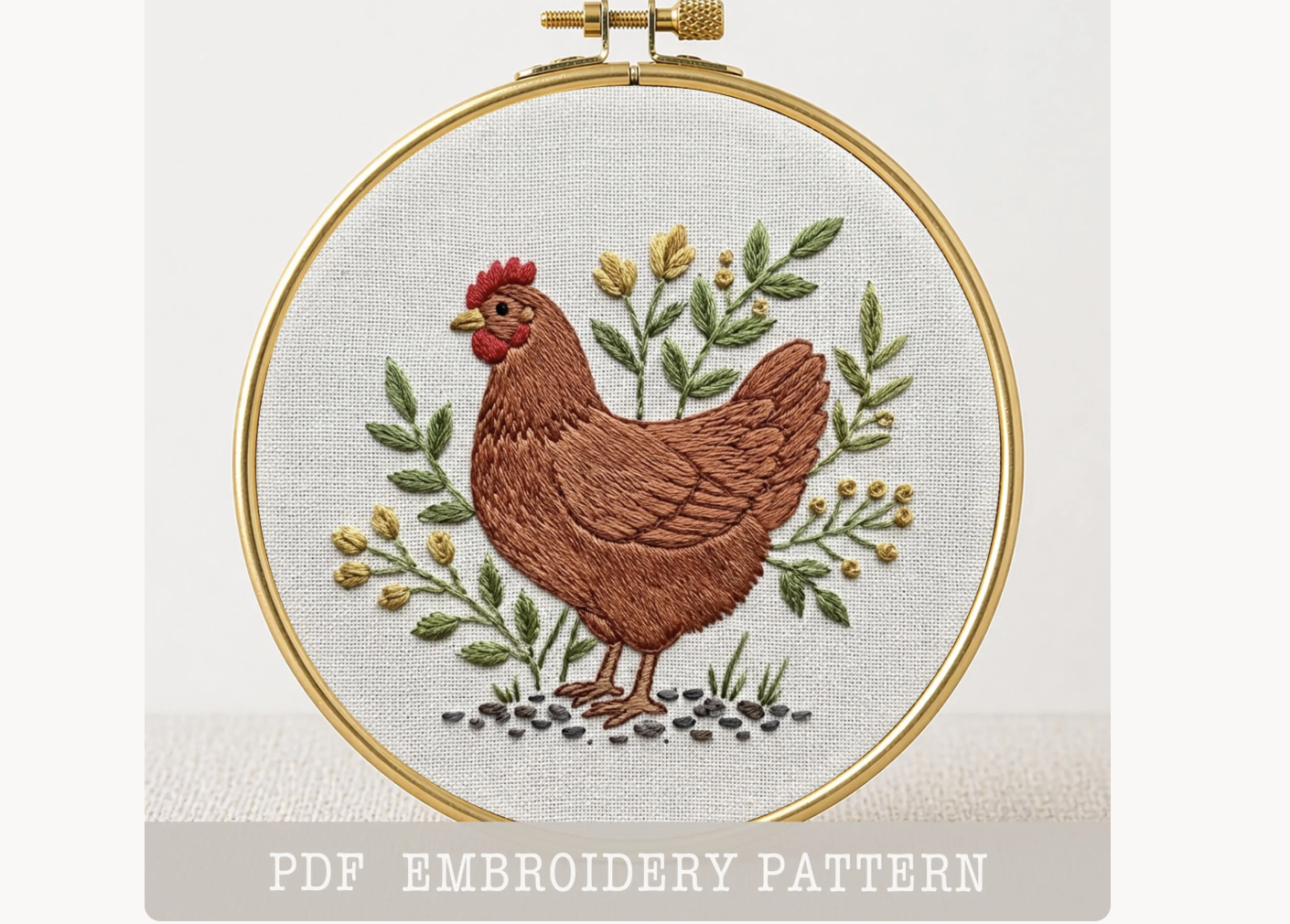 Chicken Embroidery Hoop Pattern