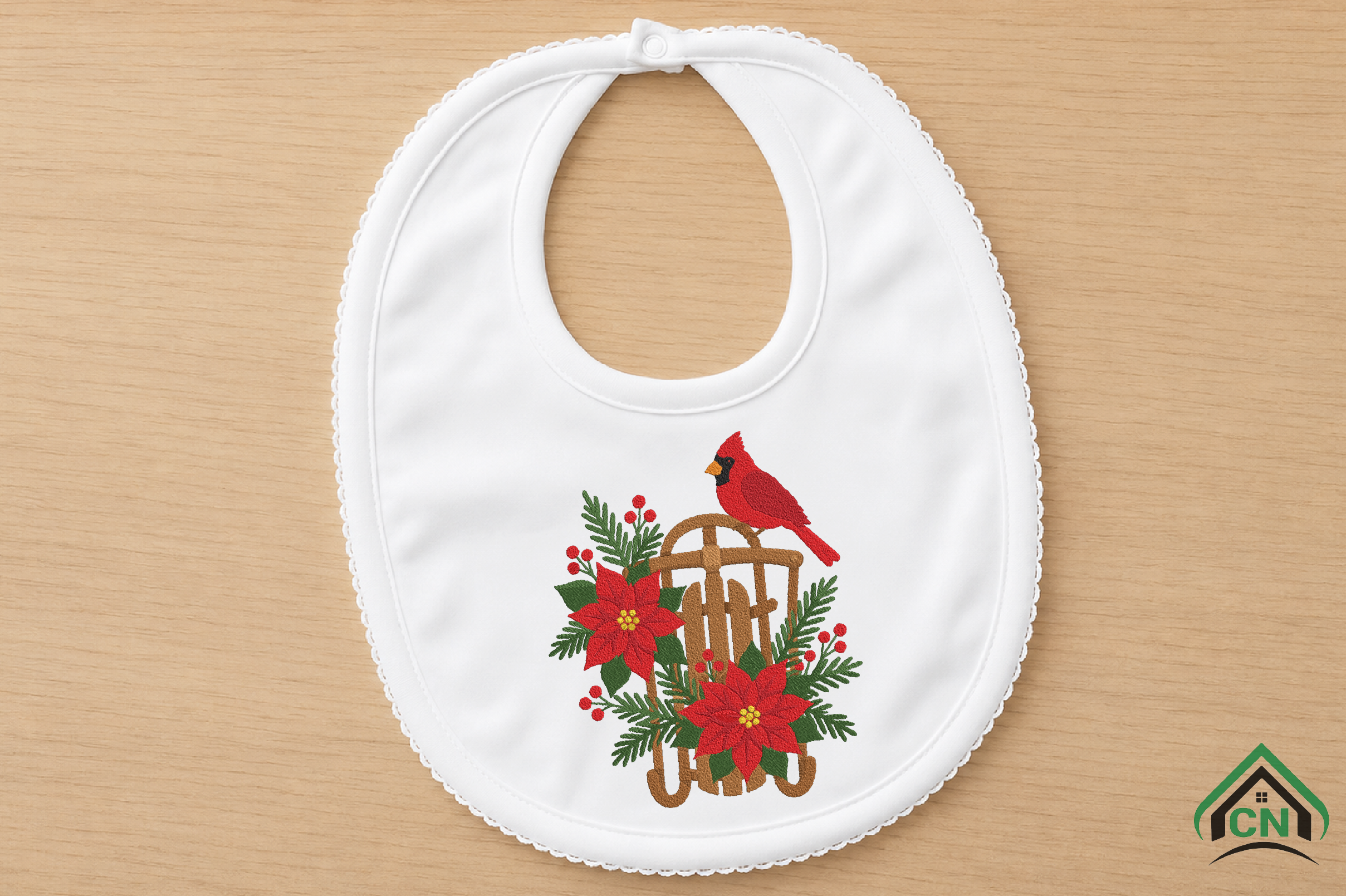 Christmas Cardinal Sled Embroidery File - photo 5