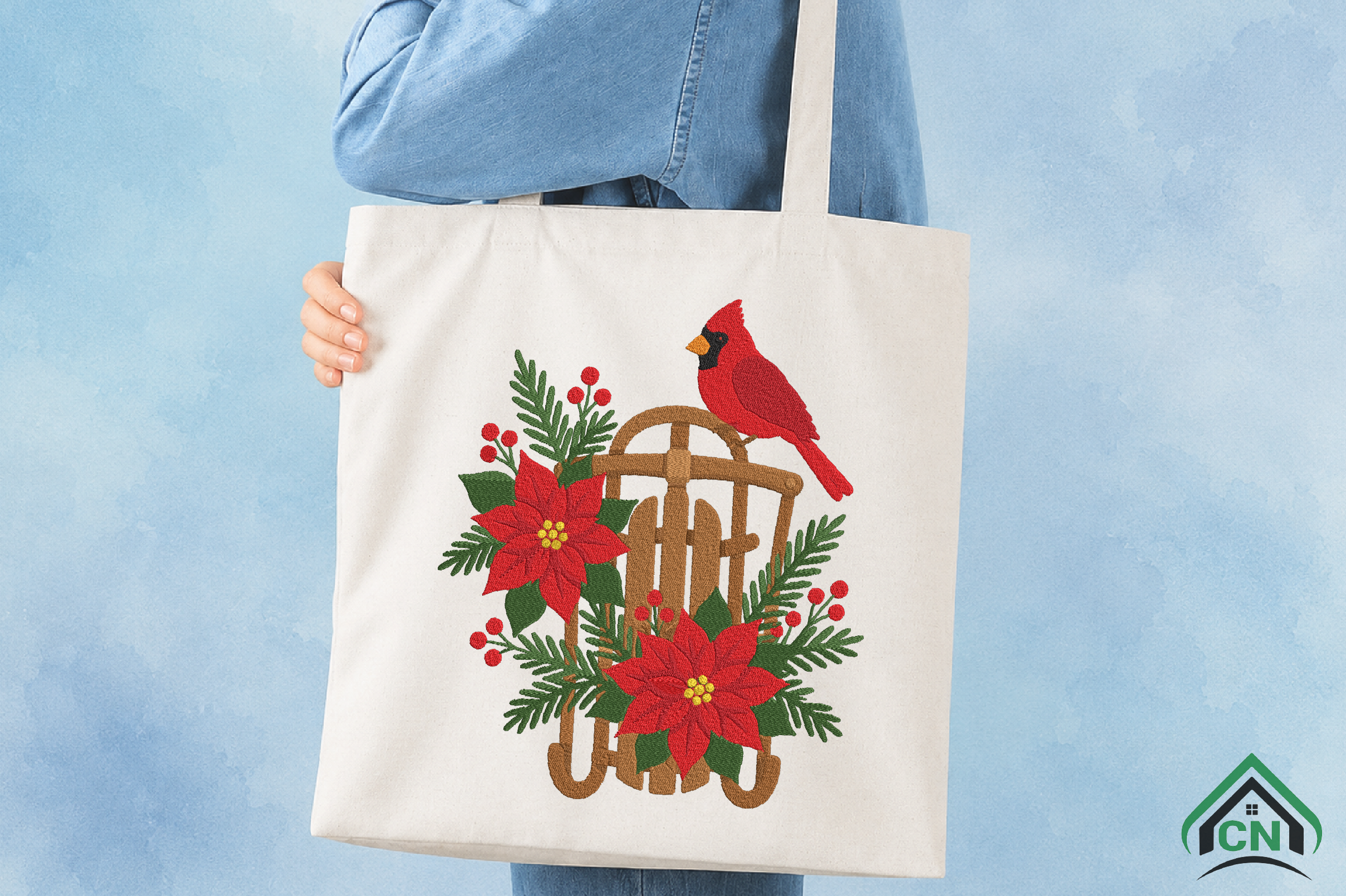 Christmas Cardinal Sled Embroidery File - photo 6