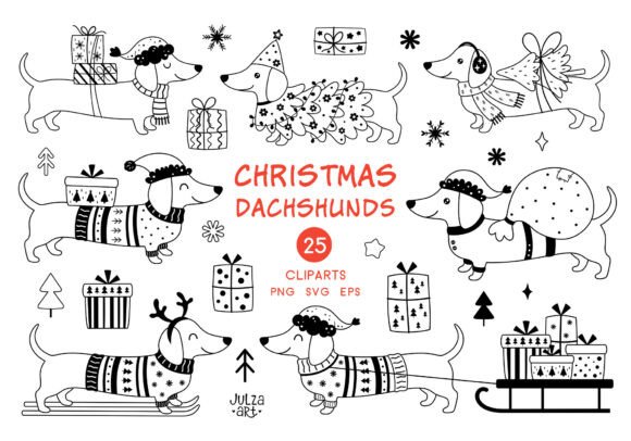 Christmas Dachshund Dog Clipart Svg Png