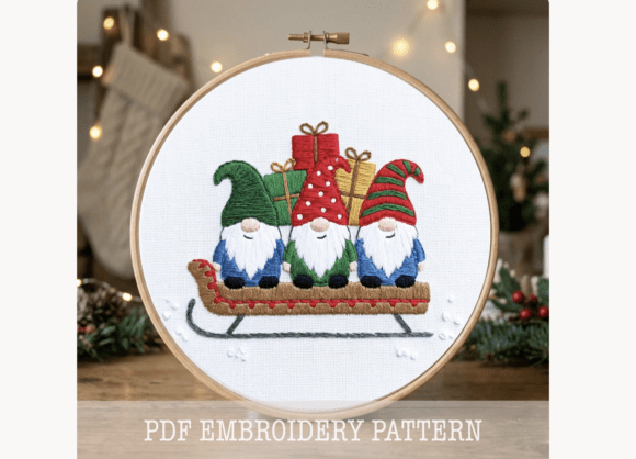 Christmas Gnomes Embroidery Pattern