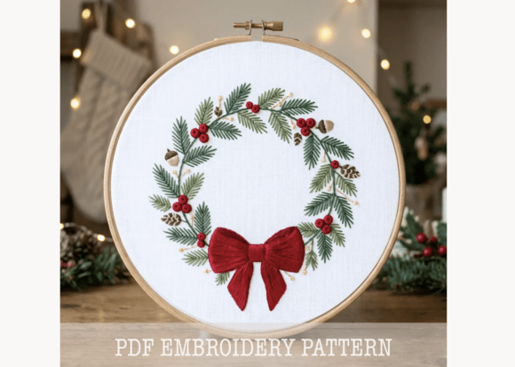 Christmas Wreath Embroidery Pattern