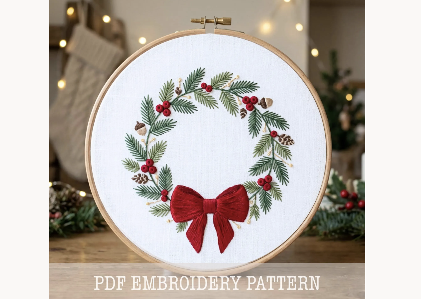 Christmas Wreath Embroidery Pattern