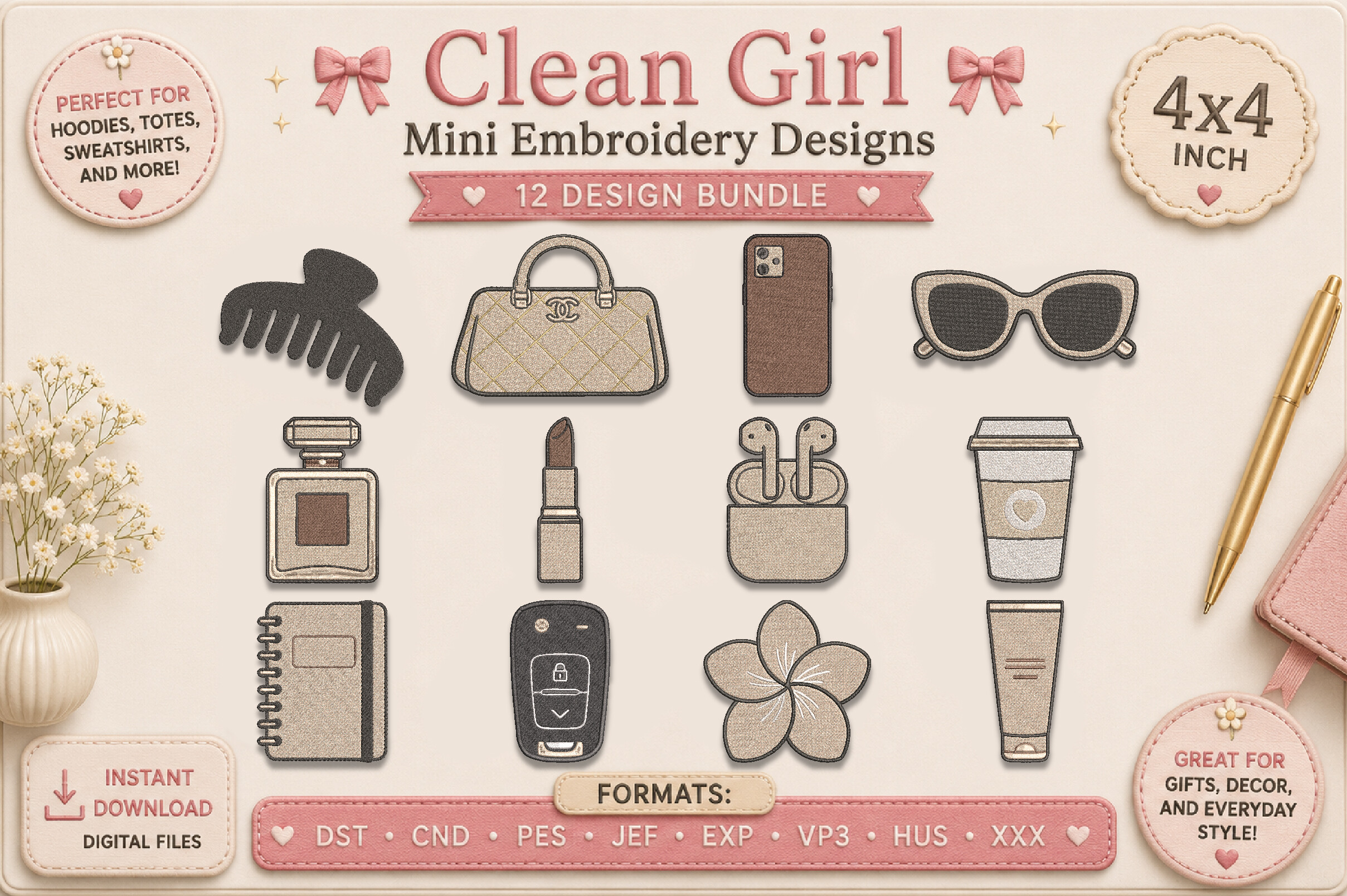 Clean Girl Mini Embroidery Designs