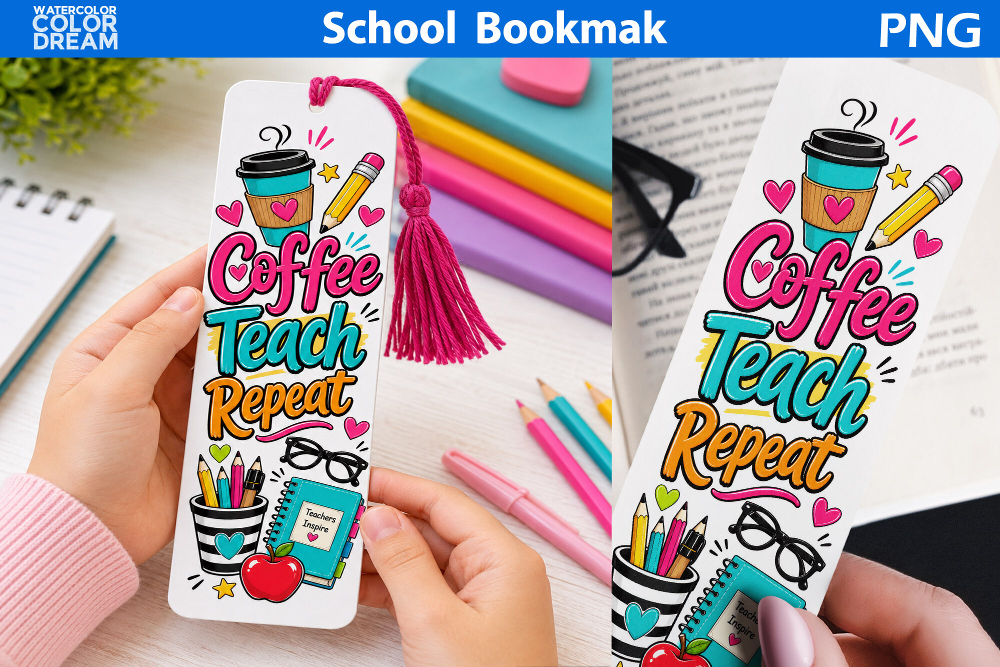 Coffee Teach Repeat Bookmark
