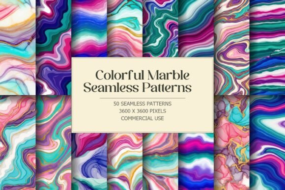 Colorful Marble Seamless Patterns