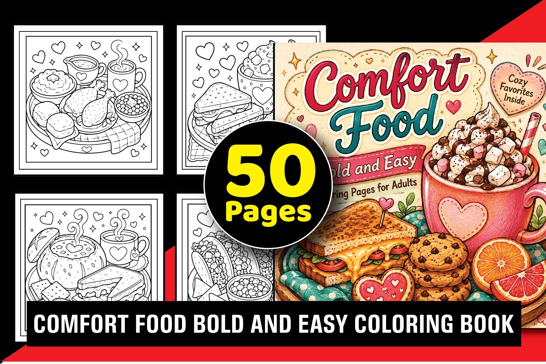 Comfort Food Bold & Easy Coloring Book