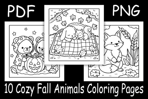 Cozy Fall Animals Coloring Pages
