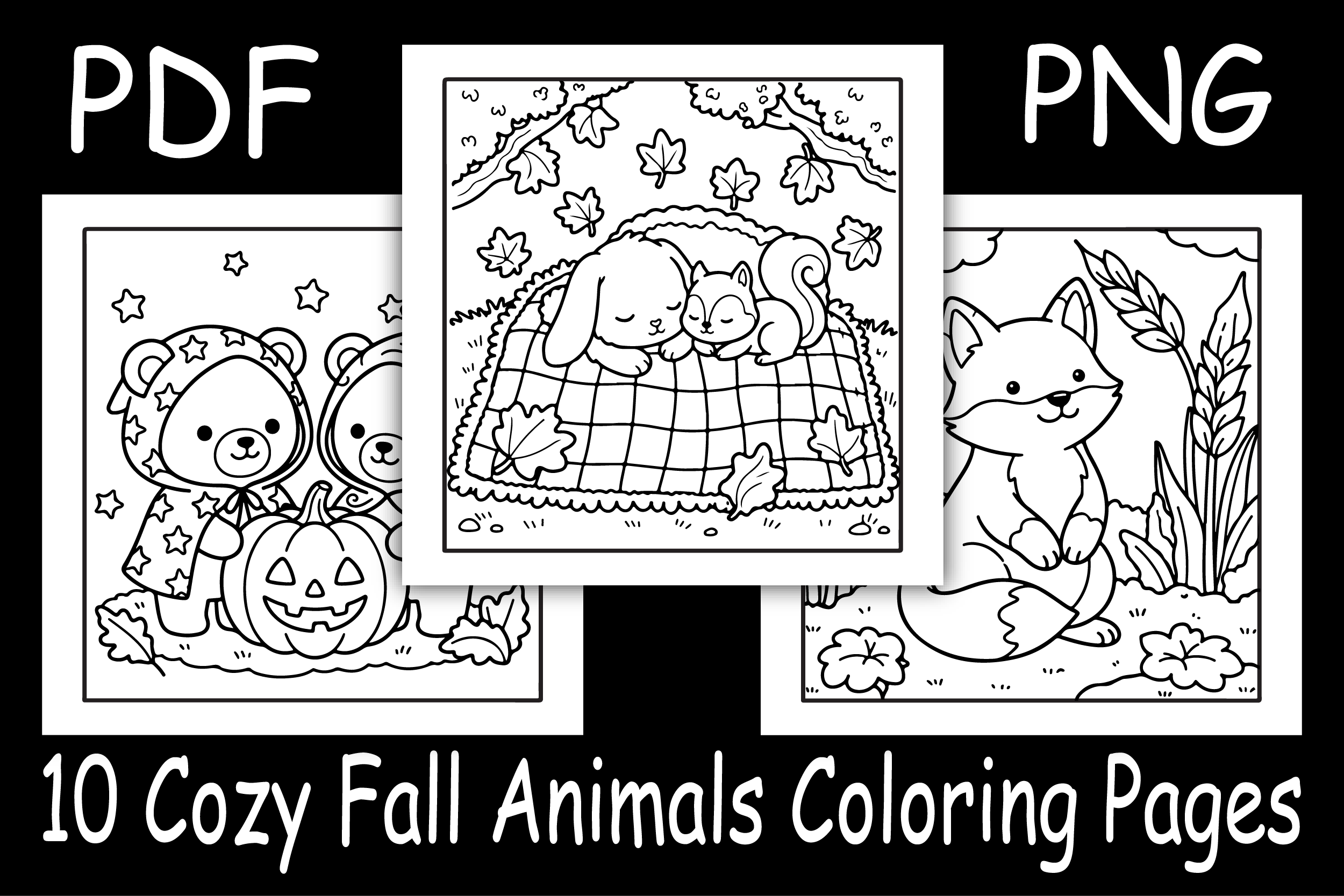 Cozy Fall Animals Coloring Pages