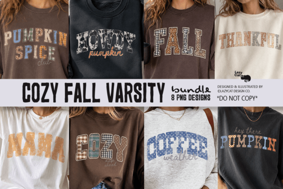 Cozy Fall Varsity PNG Bundle