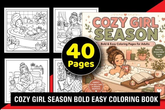 Cozy Girl Seasons Coloring Book